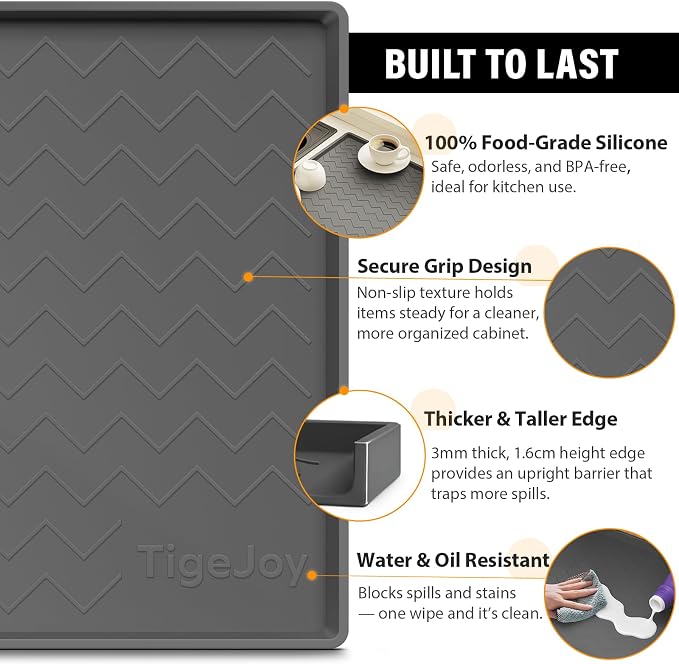 TigeJoy Under Sink Mats for Kitchen Waterproof 37" x 22", Cabinet Liner