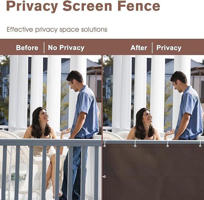 Waterproof Fence Privacy Screen 3'3"x6'6" Polyester Balcony Sun Shade Cloth Outdoor Shade Sail Decorative Fences for Deck Patio Backyard Porch Railing