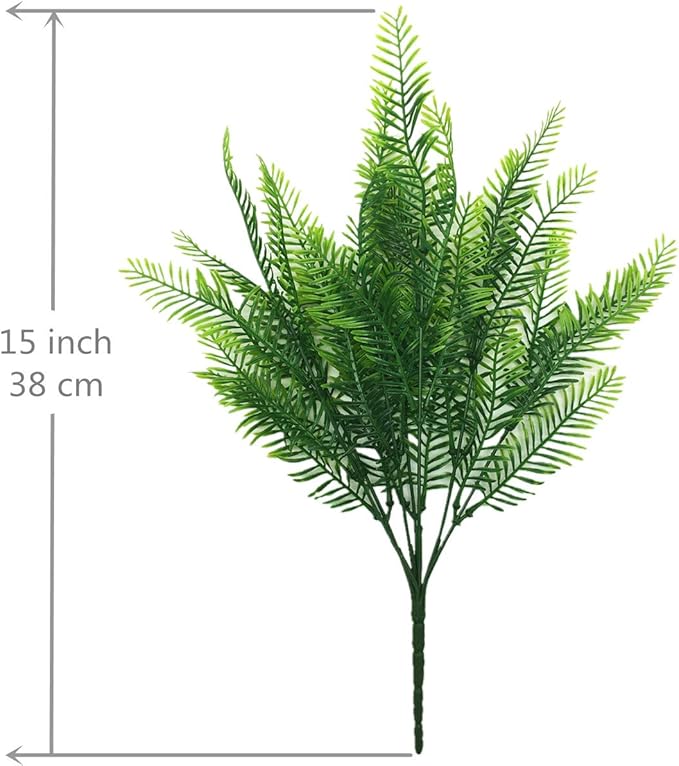 CATTREE Artificial Shrubs, Plastic Plants Bamboo Grass Fake Green Bushes Greenery Leaves Wedding Indoor Outdoor Home Garden Verandah Office Table Centerpieces Arrangements Decoration 6 pcs