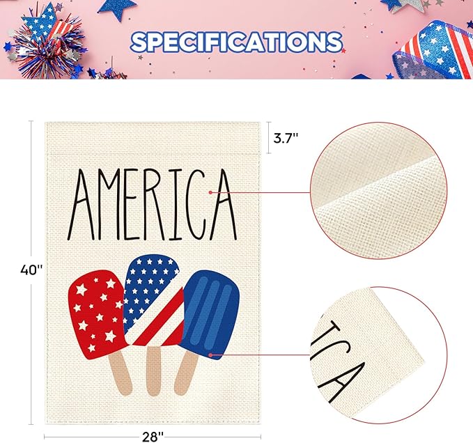 AVOIN colorlife American Stars and Stripes Popsicle House Flag Double Sided Outside, USA Patriotic 4th of July Independence Memorial Day Yard Outdoor Decoration 28 x 40 Inch