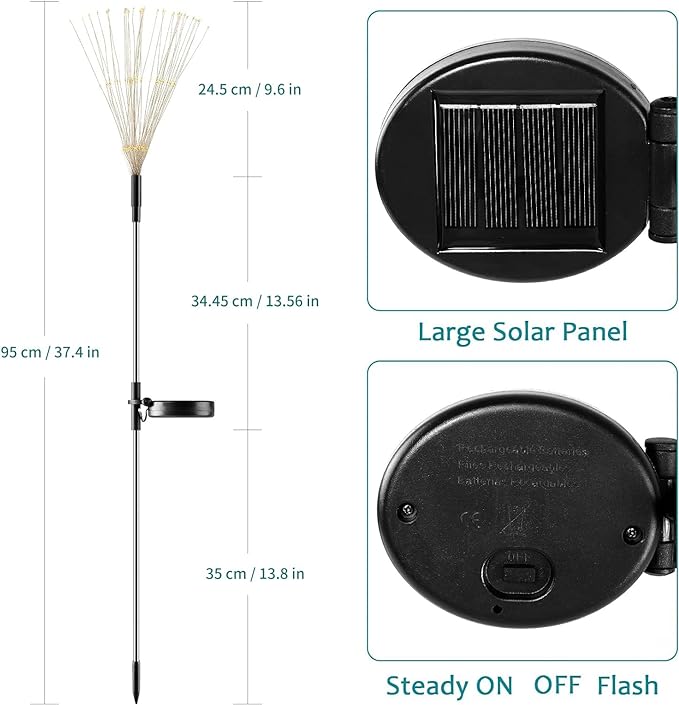 JJGoo Solar Firework Lights, 2 Pack 120 LEDs 2 Lighting Modes Solar Garden Lights Outdoor Waterproof for Yard Patio Walkway Pathway Party Wedding Christmas Decorative - Pink