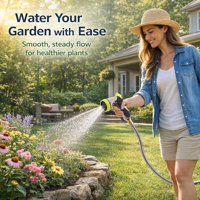 Short Metal Garden Hose 10 ft – 304 Stainless Steel Water Hose Leader, Flexible Hose Extension, Small Lightweight Hose Extender,No Kink Outdoor Hose (10 ft)