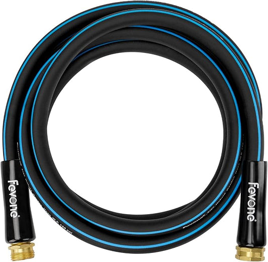 Fevone Garden Hose 12 ft Outdoor, No Kinking, Flexible Water Hose, Heavy Duty Hybrid Polymer, 5/8 Inner Diameter Hose, 3/4 Brass Fittings