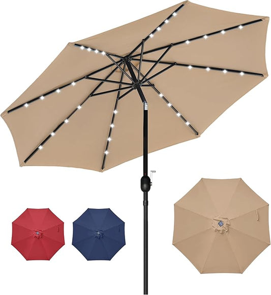 HealSmart 7.5ft Patio Umbrella with Push Button Tilt/Crank, Outdoor Table Market Yard Umbrella, 6 Sturdy Ribs for Garden, Deck, Backyard, Pool