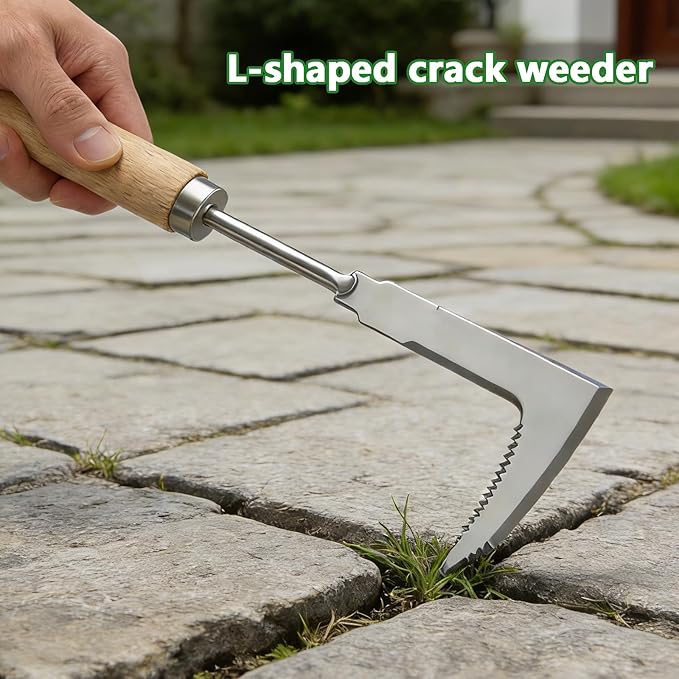 Weed Puller Tool, 3 Pack Garden Tools with 4 Teeth Weed Puller, L-Shaped Crack Weeder and Uprooting Weeding Tool for Garden, Patio, Flower Beds and Sidewalk