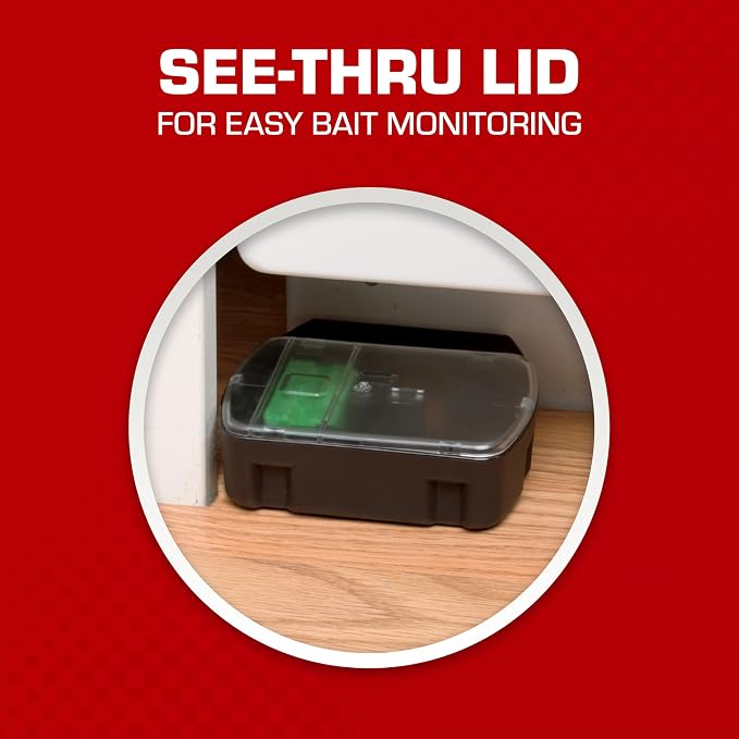 Tomcat Mouse Killer(e), Child Resistant, Refillable Station, 32 Bait Blocks | Tamper-Resistant Indoor Bait Station with Clear Monitoring Lid, 1 Refillable Station and 32 Bait Blocks