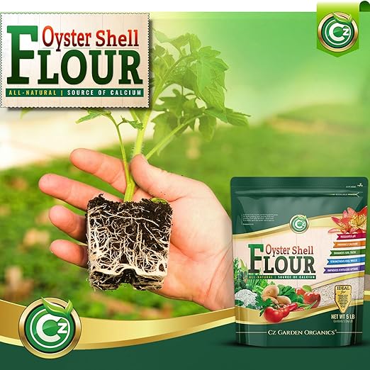 Oyster Shell Flour 5LB – Made in USA - OMRI Listed - Soil Amendment Fertilizer for Plants & Flower Gardens. High Calcium Supplement for Chickens, Reptiles, Worm Compost Bins, Mushroom Cultivation.