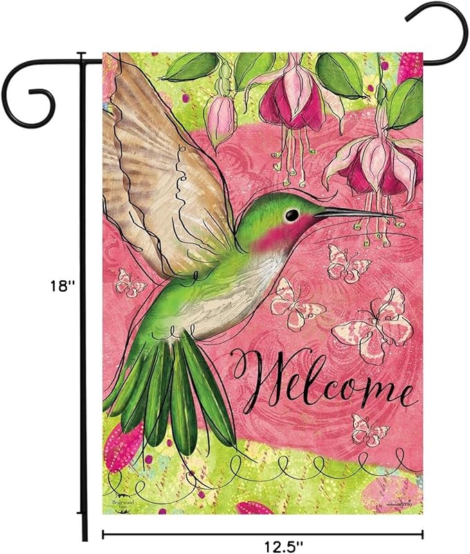 Briarwood Lane Blissful Hummingbird Garden Flag