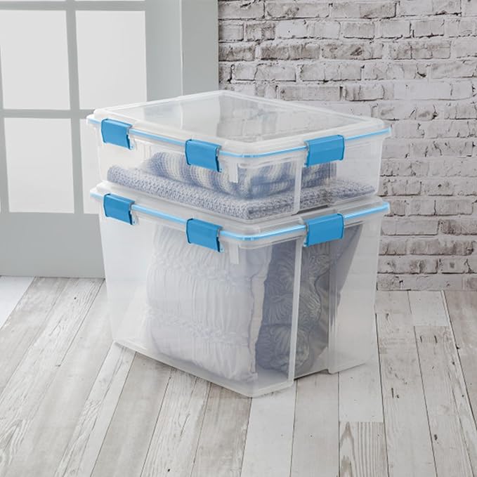 Sterilite Gasket Storage Box with Lids for Home & Office, 80 Quart, 8-Pack