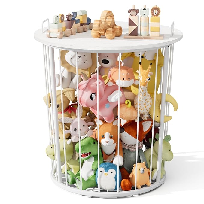 BBLIKE Large Stuffed Animal Storage End Table, Toy Storage for Kids Room