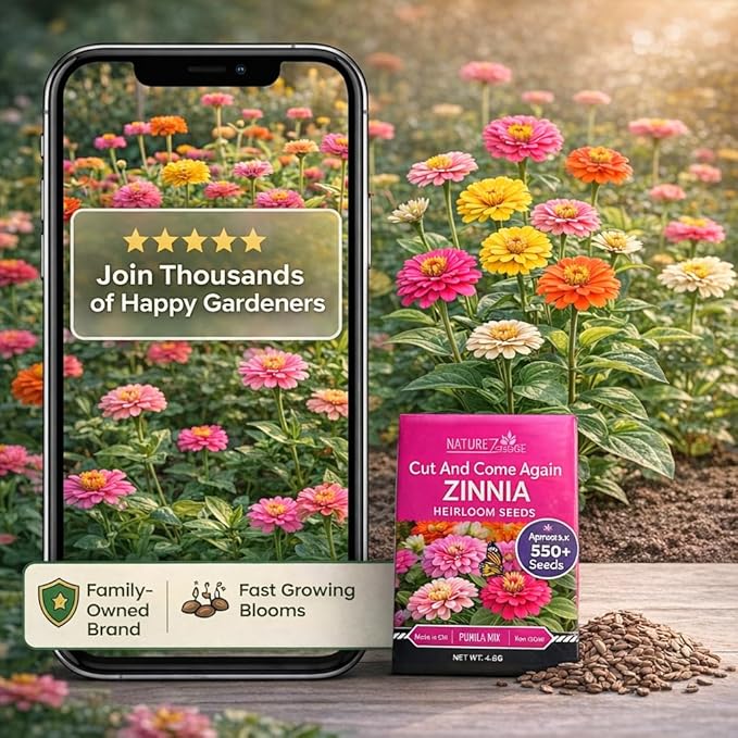 NatureZ Edge Zinnia Seeds for Planting Outdoors, Flower Seeds, Bulk Semillas De Flores para Sembrar, Pumila Mix 4.2 g
