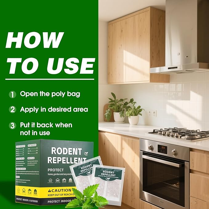 2026 New Mouse Repellent Pouches, Peppermint Oil for Rodent, Mice, Mouse, Rats, Spider, Roach, Insect Control Indoor Outdoor, Pest Deterrent Replace Trap Family & Pet Safe,10Pack
