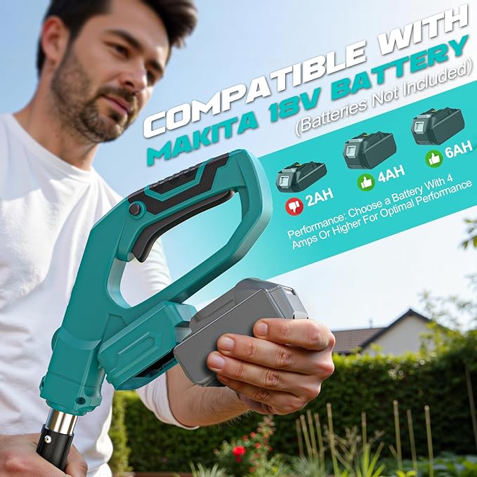 Cordless Tiller Cultivator Compatible with Makita 18V Battery (Tool Only), 450RPM Electric Tiller for Gardening, 9"x6.3" Tilling, 48 Reinforced Steel Tines Rototiller for Lawn/Soil Cultivation