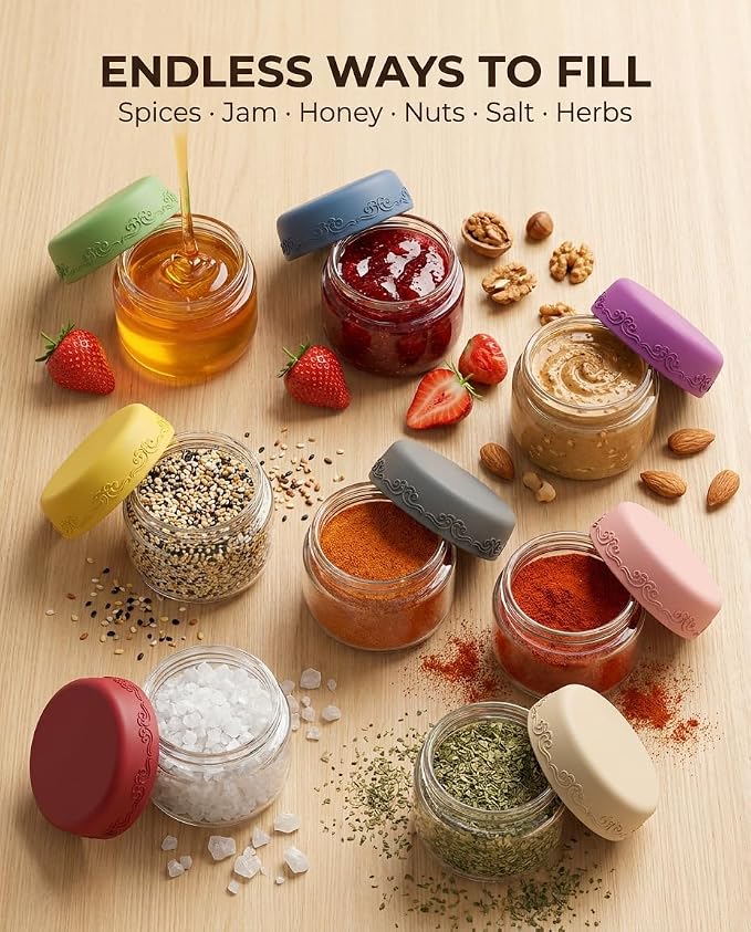 2 OZ Salad Dressing Jar 8 Pack, Airtight Leakproof Bulk Small Glass Sauce Jar with Lids, Reusable for Lunch Box, Bento, Travel & Meal Prep (2 OZ-8Pack)