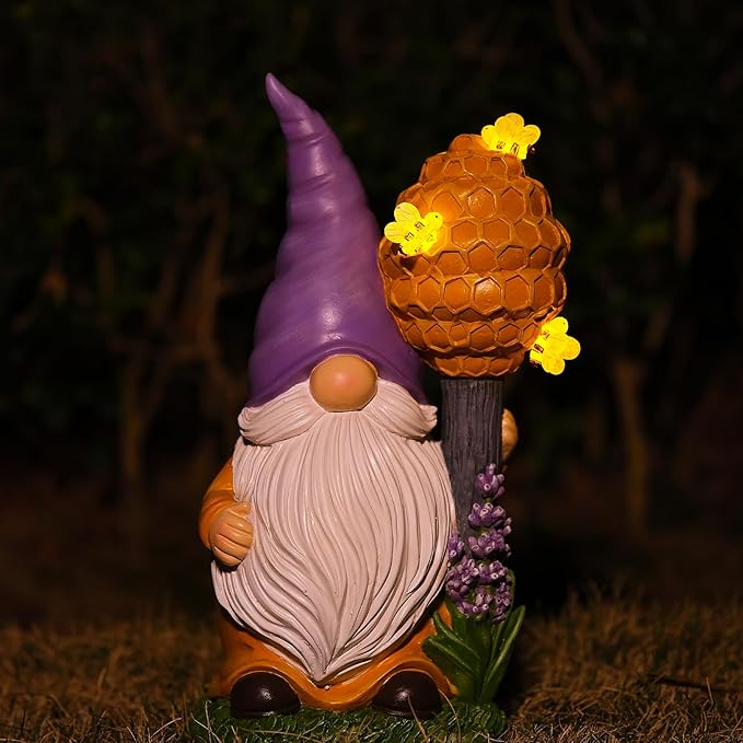 Zayton Solar Garden Outdoor Statues Gnomes Statues Yard Resin Decoration Gift Handmade Housewarming Gift for Patio Yard Lawn Waterproof Cracking