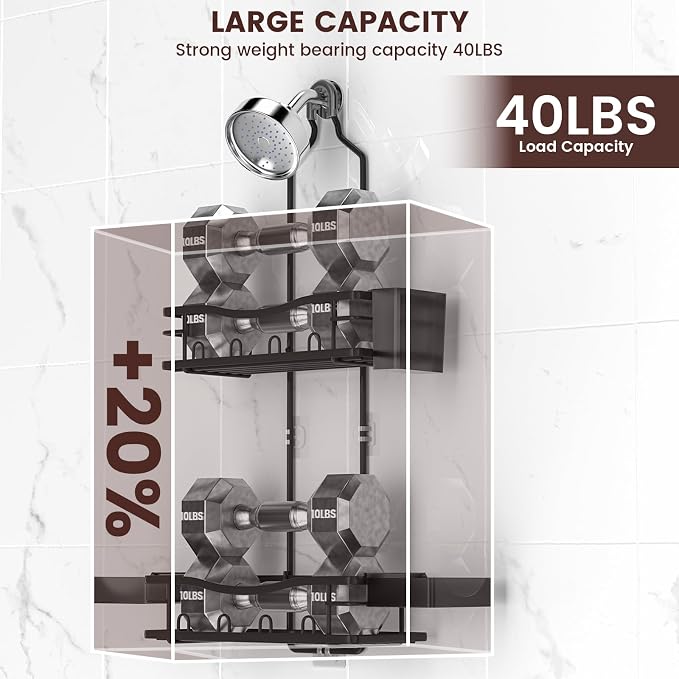Rustproof Shower Caddy Hanging with Soap Holders for Bathroom, Black