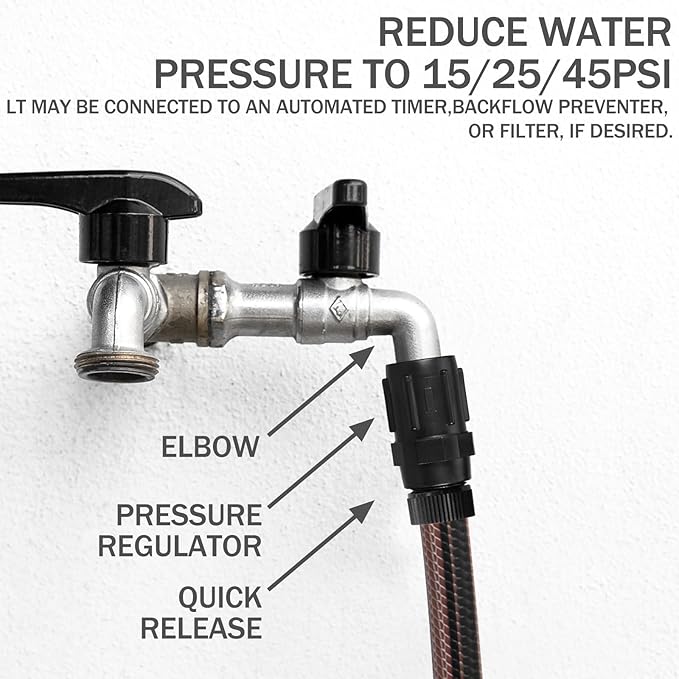 Tondiamo 3 Pcs 15 Psi Drip Irrigation Pressure Regulator, 3/4" Female Hose Thread x 3/4" Male Hose Thread Pressure Reducer Low Flow Valve for Garden Drip Irrigation Parts Emitters System