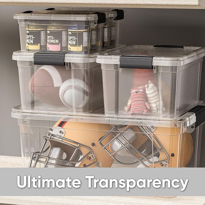 Superio 6.6 Quart Clear Plastic Storage Boxes with Lids, Stackable Organizer Containers, BPA-Free Storage Bins for Home, Office, School & Dorm, 2 Pack