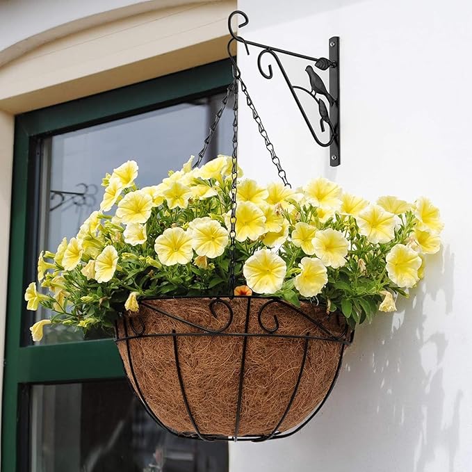 3 Pack 14in Coconut Fiber for Plants Round Hanging Basket Liner Wall Planter Insert Replacement Coco Coir Liner for Window Box, Fence Flower Baskets Pot for Porch, Patio & Garden (3, 14 inch)