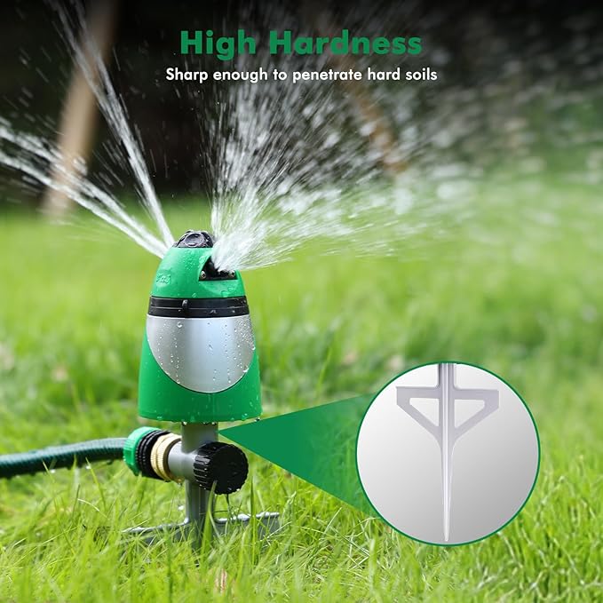 RESTMO Unique Design 2-Pattern Pulsating Sprinkler with Zinc Alloy Spike Base, Heavy Duty Lawn Sprinkler for Garden, Plants, Flower Beds & Large Yard Watering, Adjustable Tabs for Flexible Coverage