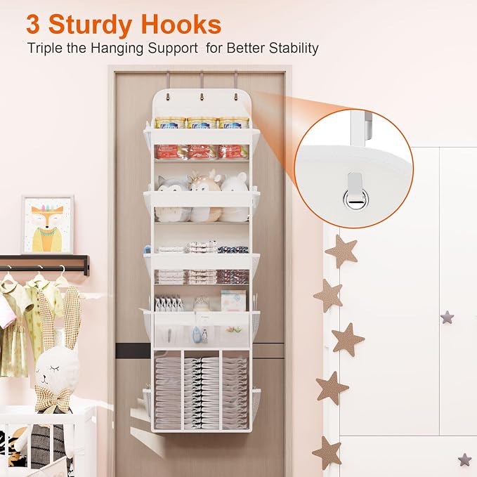 OneDream 5-Tier Over the Door Organizer, Baby Clothes Organizer for Nursery