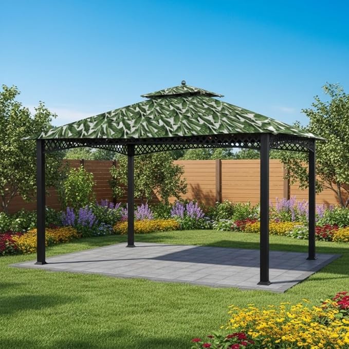 Garden Winds Durable 350 Replacement Canopy Top Compatible with Windsor Dome 10’ x 12’ Gazebo Models L-GZ717PST-C, A111001701 - Palm