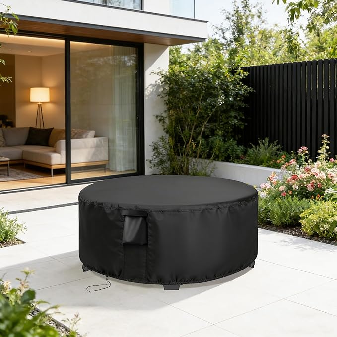 Patio Furniture Covers Round, 36 Inch Outdoor Dinner Table Cover Waterproof, Round Patio Coffee Table Cover for All Weather Resistant - 36 x 18 Inch