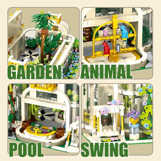 2231 Pcs - Friends Botanical Garden Building Set with LED Light Block for Adults Women Men, MOC Flowers Garden Greenhouse Model Kits, Compatible with Lego Ideas, Easter Gift for Her Him