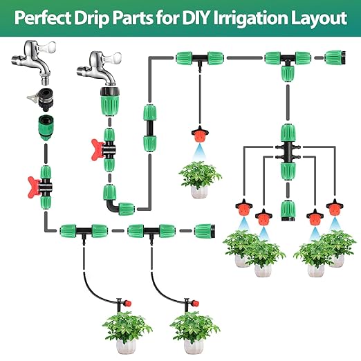 RedChili 6 Pcs 1/2 Inch Drip Irrigation Tubing to Faucet/Garden Hose Adapter, 3/4" FHT to 1/2" (1/2" ID x0.6-0.65" OD) Drip Irrigation Fittings Female Garden Hose Water Line Connector