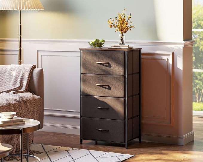 AODK Small Dresser for Bedroom with 4 Storage Drawers, Brown
