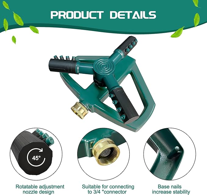 Sprinkler for Yard, Rotating Garden Sprinkler for Large Area Coverage, Lawn and Yard Adjustable Sprinklers