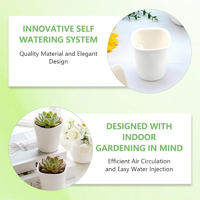 20 Pcs 3 Inch Self Watering Pots Self Watering Planters for Indoor Plants Plastic Self Watering Plant Pot Garden Flower Pots with Water Level Indicator Vents for Herbs