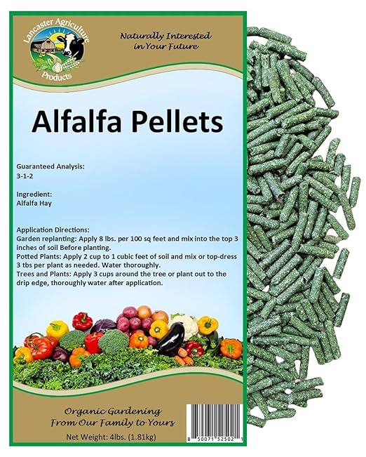 Alfalfa Meal Pellets 4 Pounds Fertilizer for Flowers, Vegetables & Trees - Ideal Rabbit Food, Hamster Food, Timothy Hay Alternative - Lancaster Agriculture Products