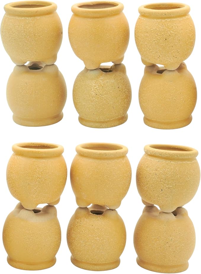 Wide Round Belly 12-Pack Rustic Boho Succulent Pots with Drainage -1.6" Unglazed Rough Ceramic Planters, Matte Speckled Finish Mini Pots for Root Control & Modern Home Decor (Mustard Yellow)