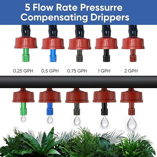 1 GPH Pressure Compensating Drippers: 25 Pack Drip Irrigation Spot Drippers Constant Flow Drip Irrigation Emitters Drip Irrigation Parts for Drip Watering System