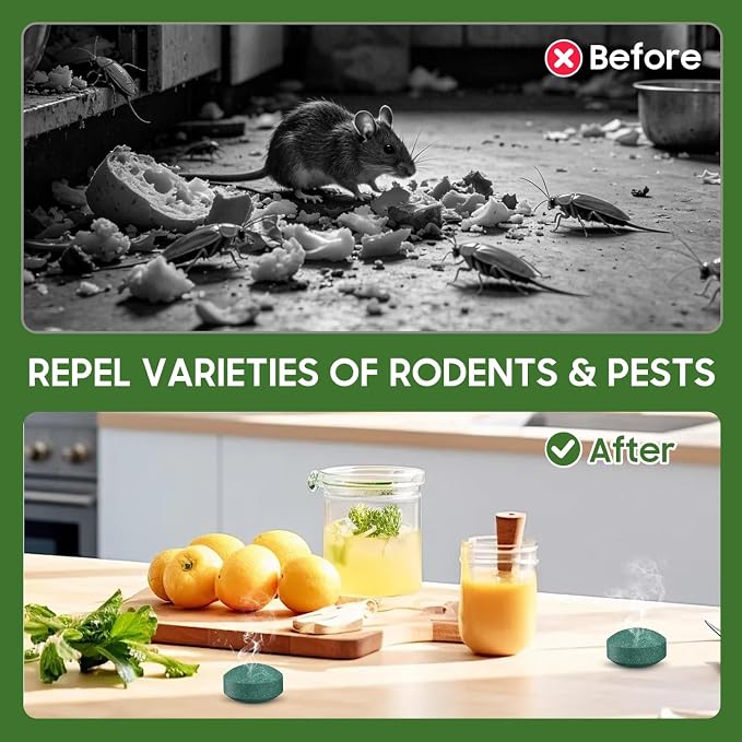 Mouse Rodent Repellent, 24 Pack Peppermint Lemon Oil Mice Repellent for Squirrel Rats Spider Pest Control Indoor & Outdoor, Mice Deterrent Replace Trap Poisoning Family & Pet Safe