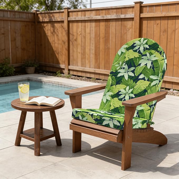 Outdoor Foam Adirondack Cushion, Water Repellent Foam Cushion for Adirondack Chairs Patio Furniture, 44 x 19 Inch, Jungle Leaves