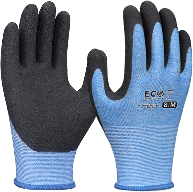 KDK Gardening Gloves for Women and Men, ECO Recycled Polyester Work Gloves with Latex Coating