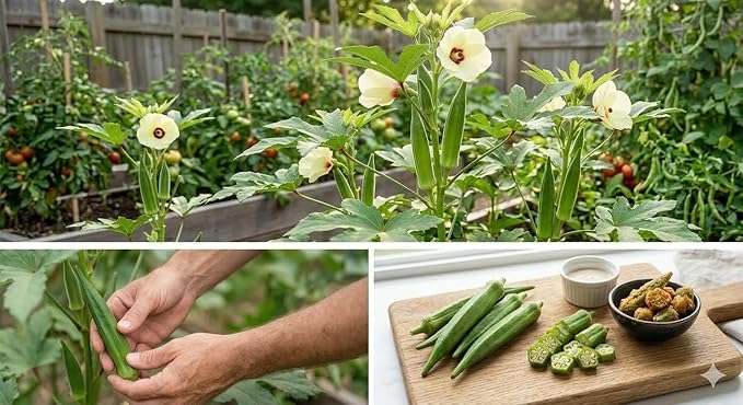 50ct+ Organic Clemson Spineless Okra Seeds for Planting Vegetables Garden Seeds-秋葵. High Yield, Easy to Grow Non GMO Seeds Heirloom Vegetable Seeds for Home Gardening & Harvest