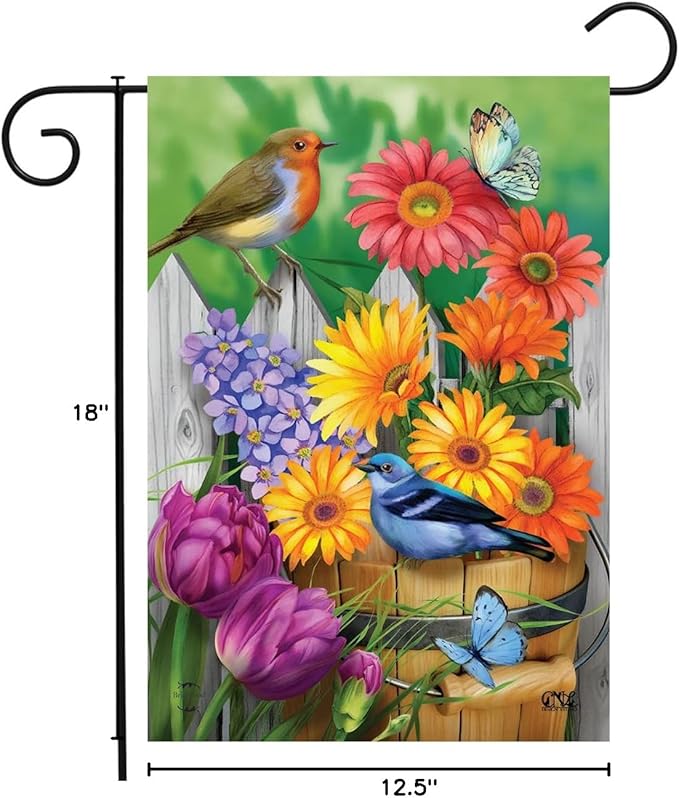 Birds And Blooms Spring Garden Flag Floral 12.5" x 18" Briarwood Lane