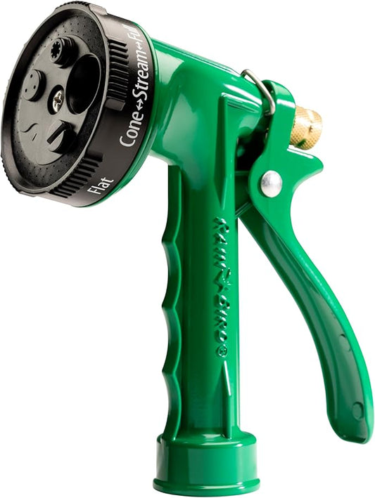 Rain Bird C06505 Pistol Grip Rear Trigger Garden Hose Nozzle, Durable Zinc Metal Body, 5-Pattern, Green