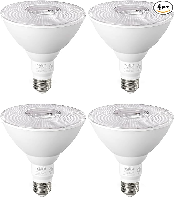 EDISHINE PAR38 Flood Lights Outdoor Bulb, Dimmable LED Flood Light Bulbs, 1800LM, 18W Equivalent 120W, Weatherproof LED Light Bulb for Backyard, Garage, Porch, Garden, 5000K Daylight, E26, 4 Pack