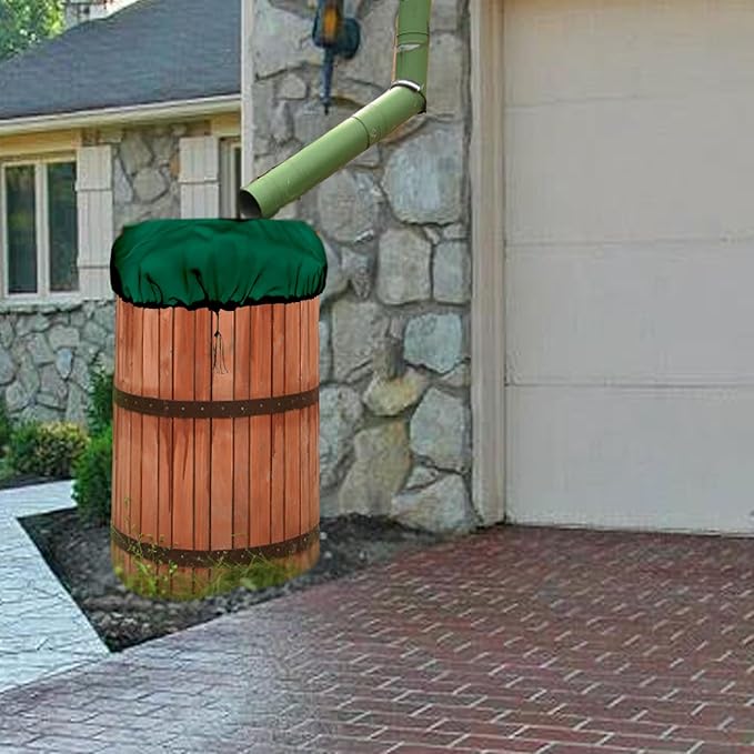 39“ Mesh Cover for Rain Barrel with Drawstring 2Pcs Rain Water Bucket Screen to keep Leaves and Debris from Falling into Bucket Green