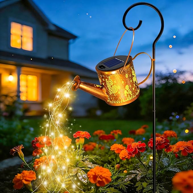 ZNYCYE Solar Watering Can Lights, Butterfly Decorative Hanging Lantern Solar Lights Outdoor Waterproof, Gifts for Mom Women Grandma Mother's Day, Retro Metal Garden Decor for Outside Yard Patio Lawn