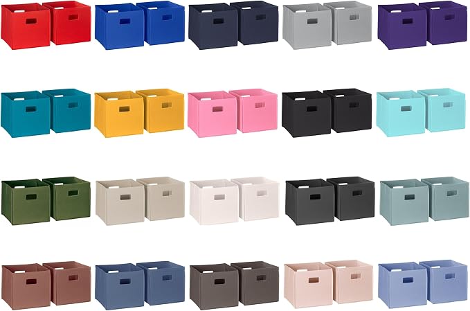 RiverRidge Folding Storage Bins - 2-pack of 10in Tall Brown Cubes