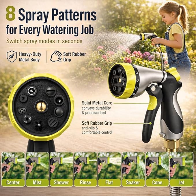 Metal Garden Hose 75 ft – 304 Stainless Steel Water Hose with Nozzle Sprayer, Garden Hoses Flexible, Lightweight, No Kink, Heavy Duty for Outdoor (75 ft)