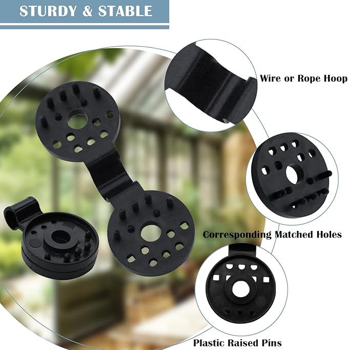 100 PCS Shade Cloth Plastic Clips, Sun Shade Cloth Heavy Duty Lock Grip, Black Round Shade Fabric Fixing Clamp Clips for Sunblock Net, Garden, Greenhouse, Patio, Plant Netting Cover