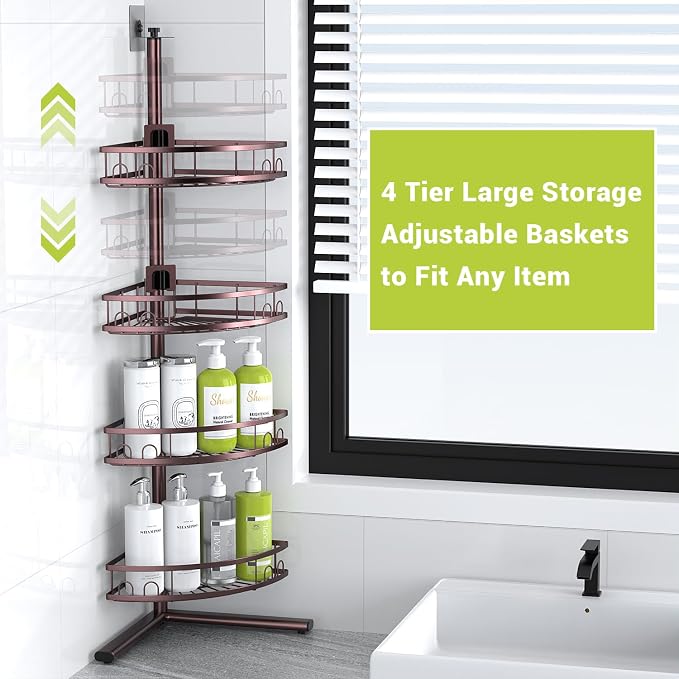 Standing Corner Shower Caddy - Rustproof Bathroom Shower Stand Shelf