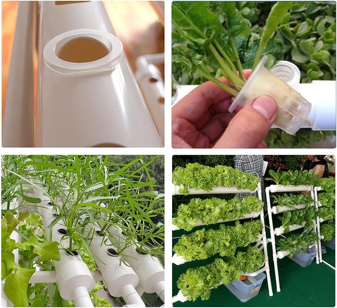 50 Pack 1.77" Garden Plastic Slotted Mesh Net Cups Pots, Round Heavy Duty Home Garden Bucket Basket Plant Nursery Pots for Hydroponics/Aquaponics/Orchids/Rockwool Cubes (Black)