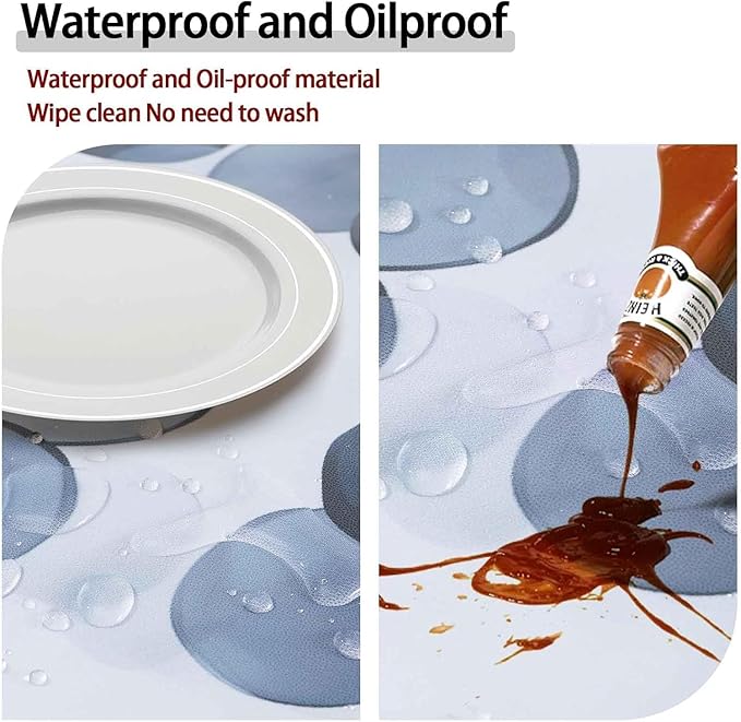 Round Fitted Tablecloth for 36-44" Table Country Modern Wipeable Indoor Outdoor Heavy Duty Summer Table Cover House Warming Gifts Kitchen Stuff First Apartment Items Festival Camping Gift